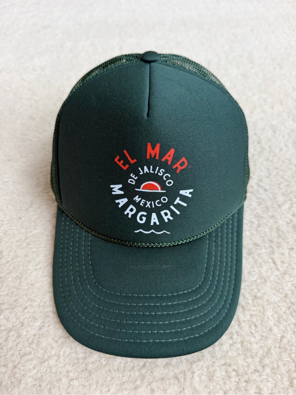 El Mar Margarita Dark Green Mesh Back Trucker Hat